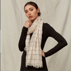 Rachel Pally OS Cream and Black Plaid Square Scarf